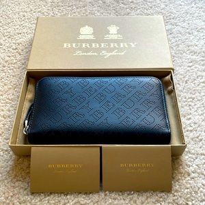 Burberry Perforated Zip-around Leather Wallet